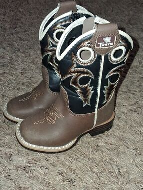 Twister Brown & Black Kids Western Pull-On Boots Toddle Size 5 Unisex Boys Girls